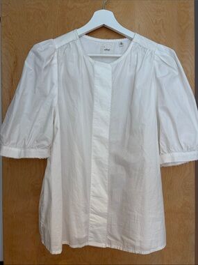 Wilfred White Gathered Puff-Sleeve Top